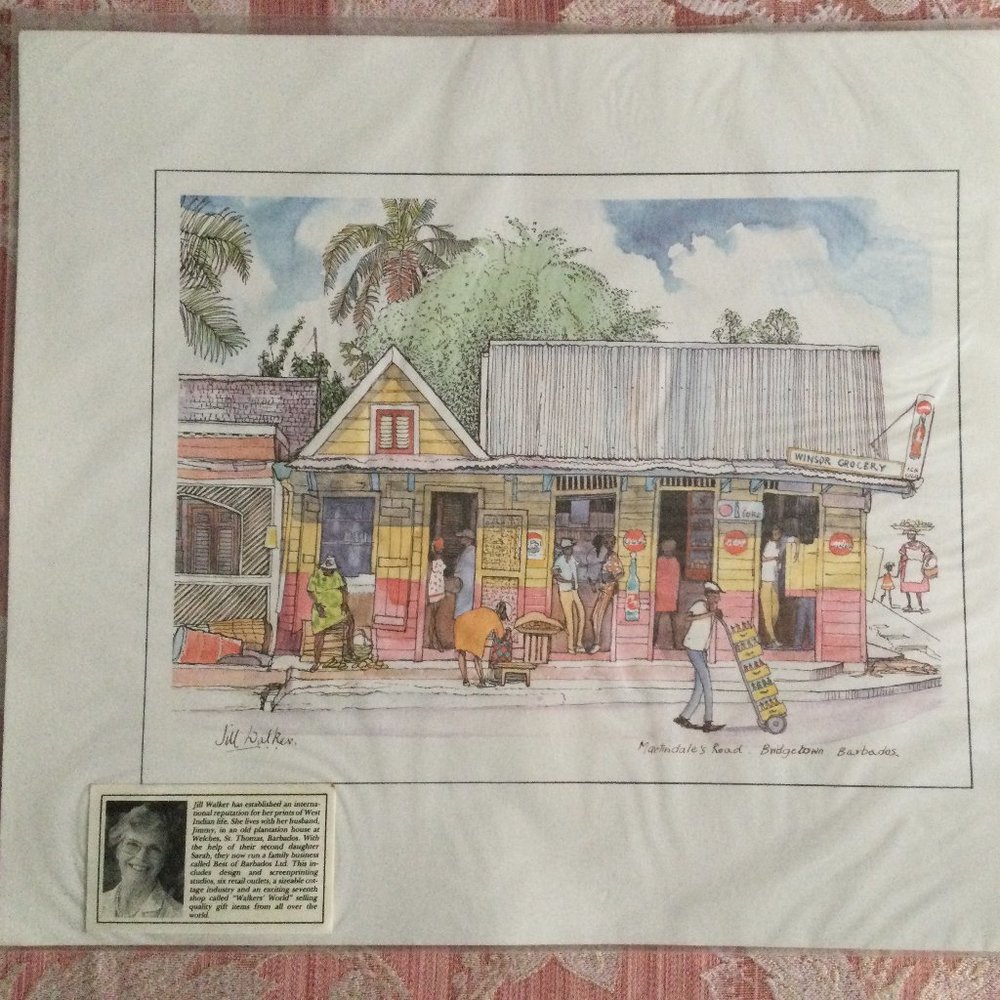 Jill Walker print Bridgetown Barbados new sealed 16" x 12"